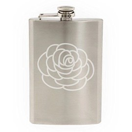 Beautiful Spring Flower Pedals Garden Hand Etched Hip Flask 8oz