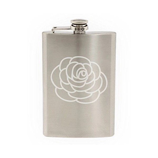 Beautiful Spring Flower Pedals Garden Hand Etched Hip Flask 8oz