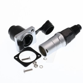 HangTon Panel Mount Waterproof RJ45 Connector Ethernet Network Cat5e Socket Feedthrough Chassis Receptacle (1set, Plug and Socket)