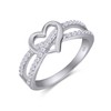 AFFY Infinity Heart Promise Ring Round White Cubic Zirconia Split