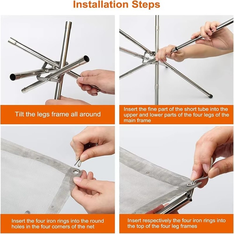 Snblzhef Portable Bonfire Campfire Fire Pit Collapsing Stainless Steel Mesh