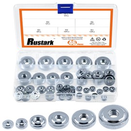 Rustark 46Pcs 6 Sizes Blue Zinc Plated Round Knurled Thumb Nuts Lock Adjusting Nuts Flat Knurled Nut Knurled Thumb Thin Nut for 3D Printer Parts Machinery