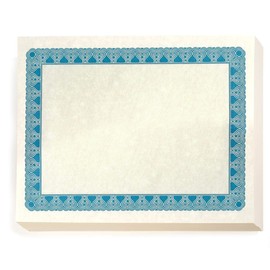 PaperDirect Premier Standard Certificate Paper, Blue Border, 8 1/2 Inch x 11 Inch, 28lb Parchment, Certificates and Awards Paper, 100 Count, for School, Work, Diplomas & Award Certificates
