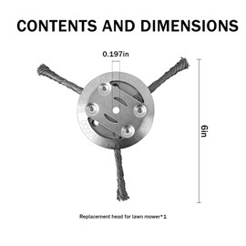 Steel Wire Grass Trimmer Head, Upgrade Bold 2.3 Times Prevent Breaking Steel Wire Weed Eater Head, for Low-Power Lithium Battery Weed Trimmers, 6 Inch Wire Weed Trimmer Head（Low Power 3 Blade）