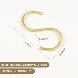 10 PackGold S Shaped Hooks, Gold Coat Clothes Towel Hangers, Kitchen Pots Pans Coffee Cups Rack Hooks (10)