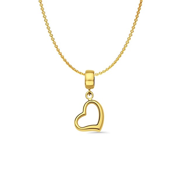 OMRANII 14K Yellow Gold Heart Charm for Mix&Match Pendant 21mmX10mm