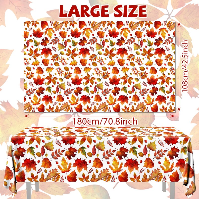 Lenyunge Fall Tablecloth,Maple Leaf Tablecloth 3pcs Waterproof Plastic Thanksgiving Tablecloth,Rectangle