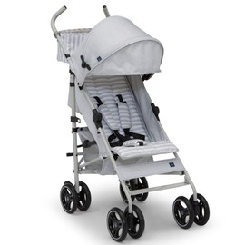 babyGap Classic Stroller - Lightweight Stroller with Recline, Compact Fold & Removable Parent Organizer - Made with Sustainable Materials, Grey Stripes