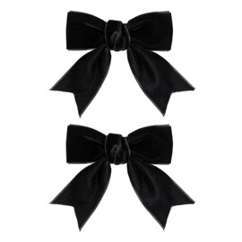2 Pcs Velvet Hair Bows Black Ribbon Alligator Hair Pins Clips Bowknot Barrettes 3" for Baby Toddler Girls School Kids Xmas Valentines Birthday Gift Cute Fall Accessories