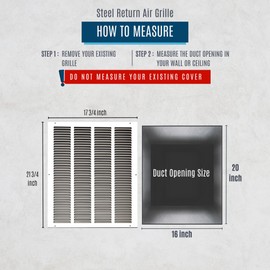 Fits 16x20 Duct Opening | Steel Return Air Grille by Handua | Vent Cover Grill for Sidewall and Ceiling | White | HVAC Cold Air Intake Grille | Outer Dimensions: 17.75"W X 21.75"