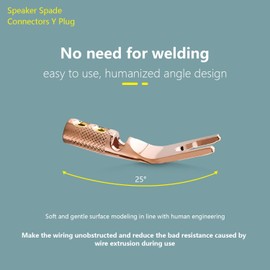 Tertullus 8 Pcs Pure Copper Speaker Spade Connectors Y Plug Screw Locking Fork Connectors for Speaker Wire, Wall Plate, Home Theater, Audio/Video Receiver, Amplifiers and Sound Systems