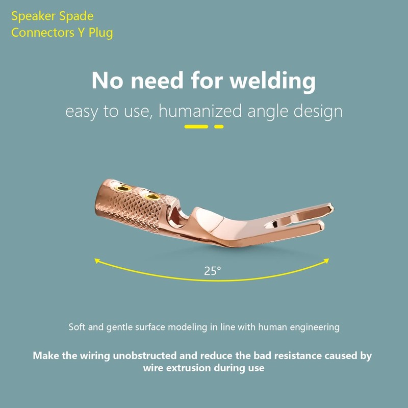 Tertullus 8 Pcs Pure Copper Speaker Spade Connectors Y Plug
