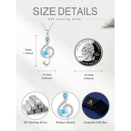 Cargari Music Note Necklace 925 Sterling Silver Musical Notes Pendant Necklace for Women Music Jewelry Graduation Gifts for Musician Musics Student