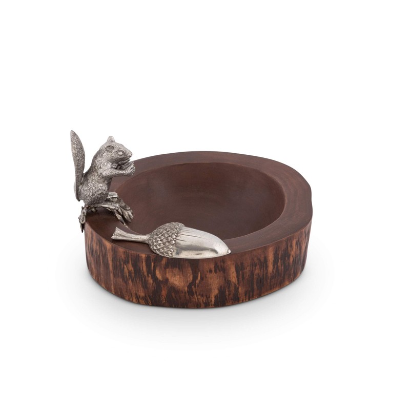 Vagabond House Wood Nut / Candy Bowl with Standing Pewter
