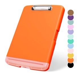 Plastic Clipboard with Storage, 8.5 x 11 Storage Organization Box Side-Opening, Heavy Duty Clip Board with Pen Holder and Paper Folder for Nurses, Teachers, Office & School Supply, Orange