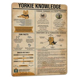 PAIION Yorkie Anatomy Metal Tin Sign Yorkie Knowledge Dog Poster Farm School Education Club Home Kitchen Garage Wall Decoration 16x12 Inch