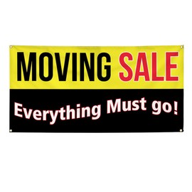 Vinyl Banner Multiple Sizes Moving Sale Everything Must Go Business Outdoor Weatherproof Industrial Yard Signs Black 10 Grommets 60x144Inches