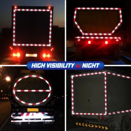 Spurtar Reflective Tape Road Tape, DOT-C2 Waterproof Red and White Tape Caution Tape Strong Adhesive Reflector Tape Warning Safety Tape Accessories for Trailers Boats Mailbox,150 ft x 2 inch