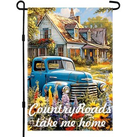 CHAONENG Truck Flower Garden Flag 12x18 Inch Double Sided Outside Country Road Take Me Home Seasonal Farmhouse Yard Outdoor Flag