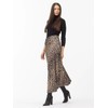 RSBFK Womens Elegant Leopard Print Skirt Midi Long Length Silk