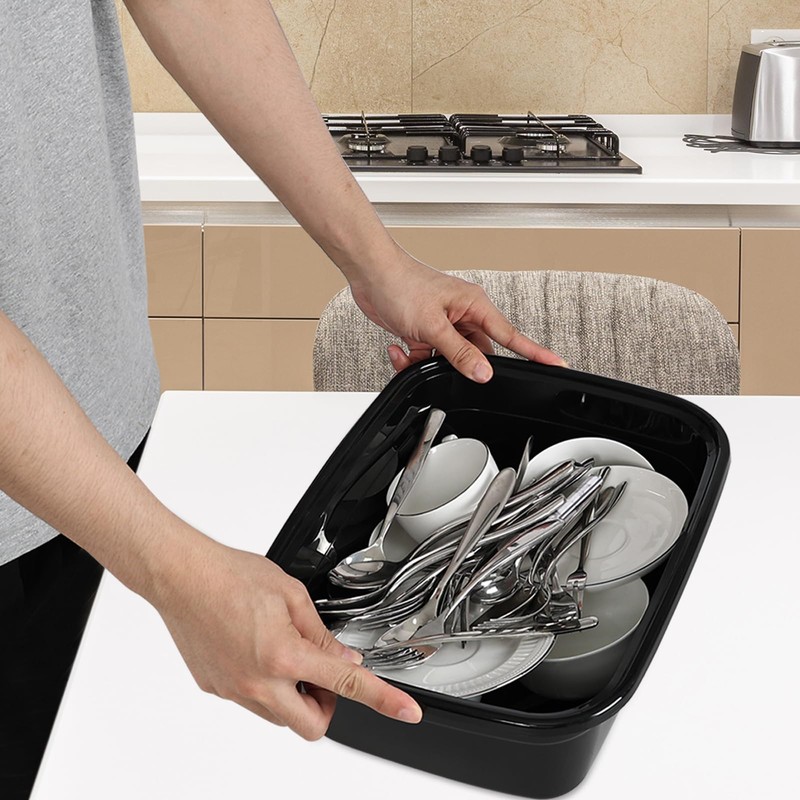 Yarebest 4-pack 12 Quart Small Wash Basin Pan, Plastic Rectangular