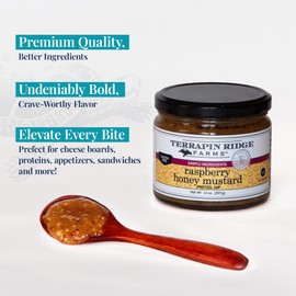 Terrapin Ridge Farms Raspberry Honey Mustard Pretzel Dip - Sweet Dip with Coarse Mustard & Tart Raspberries - Gourmet Mustard for Meats, Cheeses, and Salads - 14 oz Jar