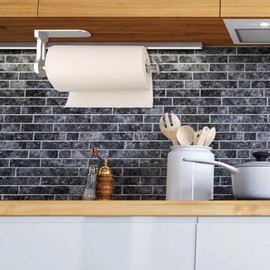 Loputon Kitchen Roll Holder under Cabinet, Aluminum Alloy Paper Towel Holder, one-hand under cupboard Kitchen Towel Holders with Damping System for Kitchen, Bathroom, Living Room (Bright Silver)