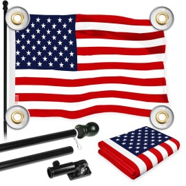 UD_G128 Combo Pack: 6 Ft Tangle Free Aluminum Spinning Flagpole (Black) & American USA Flag 3x5 Ft, LiteWeave Pro Series Printed