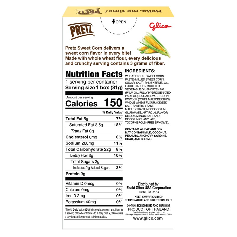 Glico Pretz Sweet Corn, 1.09 oz (Pack of 10)