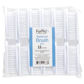 ForPro Premium Nail Brush, Professional Nail Scrub Brush for Cleaning Toes and Fingernails, 5.5” L, White, 12-Count