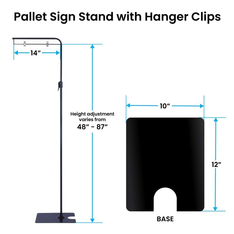 Pallet Sign Stand - Adjustable Height - Sign Clips On
