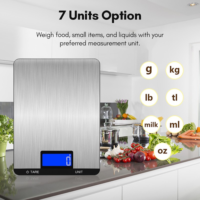 Digital Food Scale 15kg/33lb Rechargeable Digital Kitchen Scale with LCD