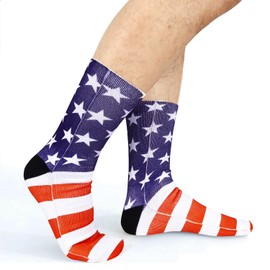 Benefeet Sox Mens Funny Crazy Socks Womens Novelty American Flag Socks Patriotic Socks Boys Cool Funky 3D Printed Patterned Designer Socks Red White Blue Socks 4th Of July Socks Gifts, American Flag