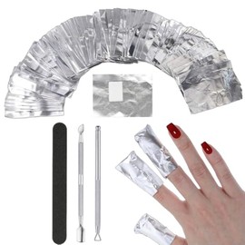 ASKELI 100PCS Foil Nail Wraps Remover for Soak off Gel Polish Removal, Aluminium Wraps Remover Complete with Cuticle Tools & Nail File for Manicure (100pcs)
