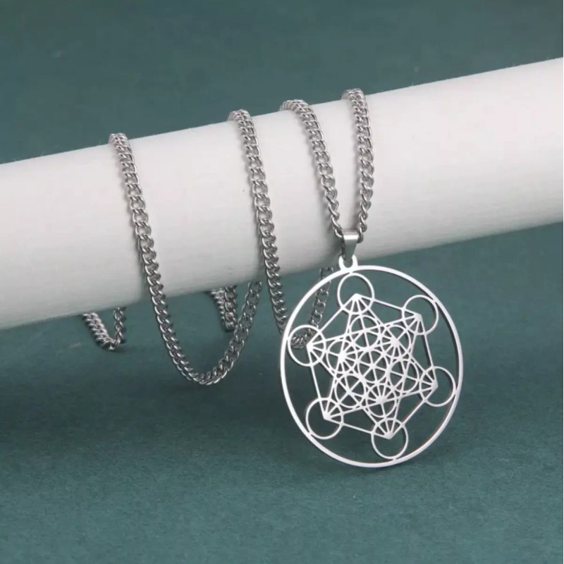 Collar Cubo De Metraton Arcángel Plateado