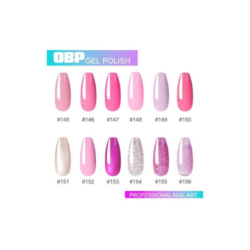Obp Esmalte de Uñas Gel Semipermanente de 12 Colores Diferentes