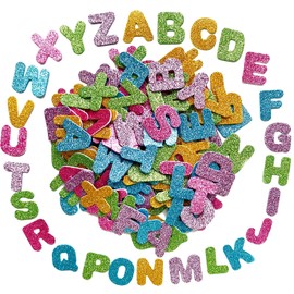 Pack of 140 Letter Stickers, Glitter Foam Stickers, Letters Foam Rubber Decoration for School Cone, Craft Stickers for Children, Scrapbooking Accessory Kit