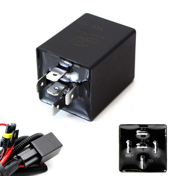 iJDMTOY (1) 10-Second Time Delay Relay Module, 5-Pin 12V 30A SPDT, Compatible With Automotive Lighting