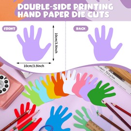 Kisston 360 Pcs Hand Cutouts Paper 3.9 Inch Assorted Color Die Cuts Paper for DIY Paper Craft Projects Back to School Class Bulletin Board Decor
