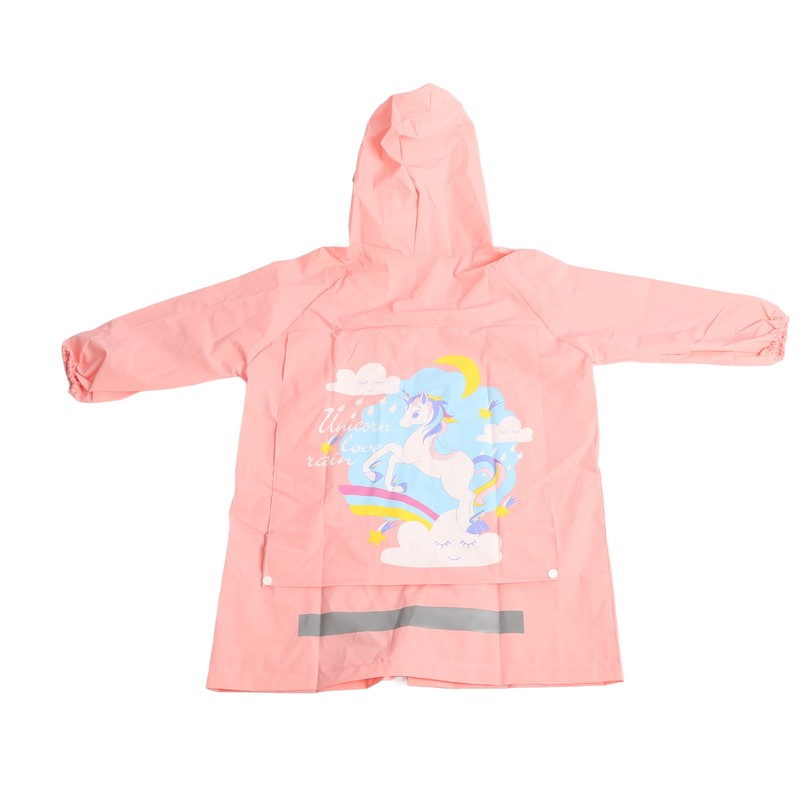 Kids Rain Ponchos with School Bag Cover Reusable Snap Button