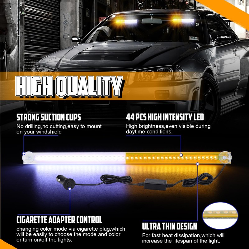 OPPBUY Emergency Dash Strobe Light 6 Flashing Mode Amber White