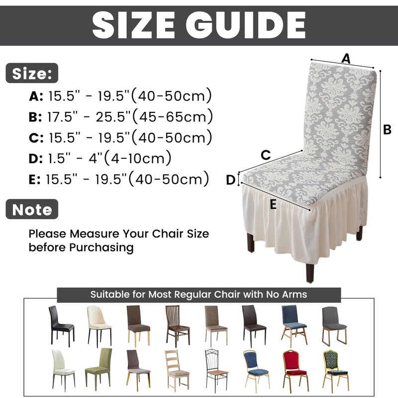 Rakila Set of 6 Jacquard Stretch Chair Covers with Skirt