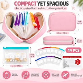 A8 Waterproof Pill Organiser for Travel with 14 Pill Pouch Set Vitamin Case