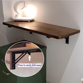 FURNIKNA Wall Mounted Folding Table,Floating Wall Desk for Small Spaces,Functional Hanging Desk for Home Laundry Room,Office Workstation,Study Work Bench(Walnut Color-A, 80 * 40cm / 31.5 * 15.7inch)