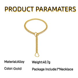 Ticome Link Chains Necklace, Heart O-ring Slip Link Chain Choker Necklace for Women,Gold Punk Gothic Stainless Steel Adjustable Charms Pendant Necklace