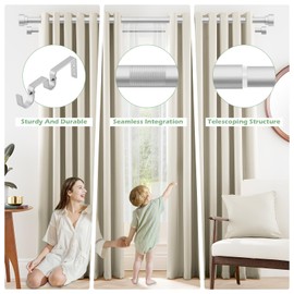 TANGWIN Double Curtain Rod,Silver Curtain Rod,Double Curtain Rods for Windows 48to84 Inch,Heavy Duty Double Rod Curtain,1 Inch Adjustable Dual Curtain Rod,Antique Silver Double Rod Curtain Rods 48-84"