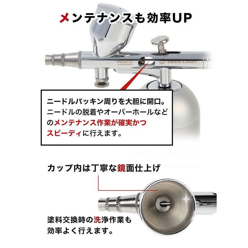 RAYWOOD PROFIX Airbrush TH-C01 Handpiece (Integrated Cup), Fits 0.2-0.5 Calibers,