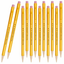 Newell Brands 12 x PaperMate Sharpwriter Mechanical Pencils with Eraser & Twistable Shock-Absorbing Tip for Low Lead Breakage, HB 0.7mm Lead, Yellow Barrel (Loose in Plain Packaging)