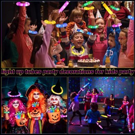 Piucrty Pack of 12 Party Bags Children's Birthday Party 2022 LED Pop Tubes Fidget Toys Glow Sticks Bracelets Party Decoration Set Luminous Sticks Colourful Festival Accessories Sensory Toy Small New