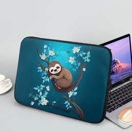 Tongluoye Cute Sloth Laptop Protective Sleeve for Women Men 17 inch Computer Sleeve Neoprene Lap Top Case Portable Computer Carrying Case Flower Briefcase Suitable for Travel School Office Pouch